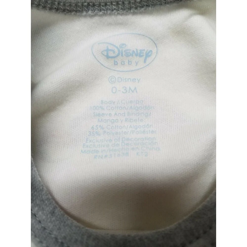 Disney Baby Tigger Newborn One Piece Long Sleeve Bodysuit White/Gray 0-3 M
